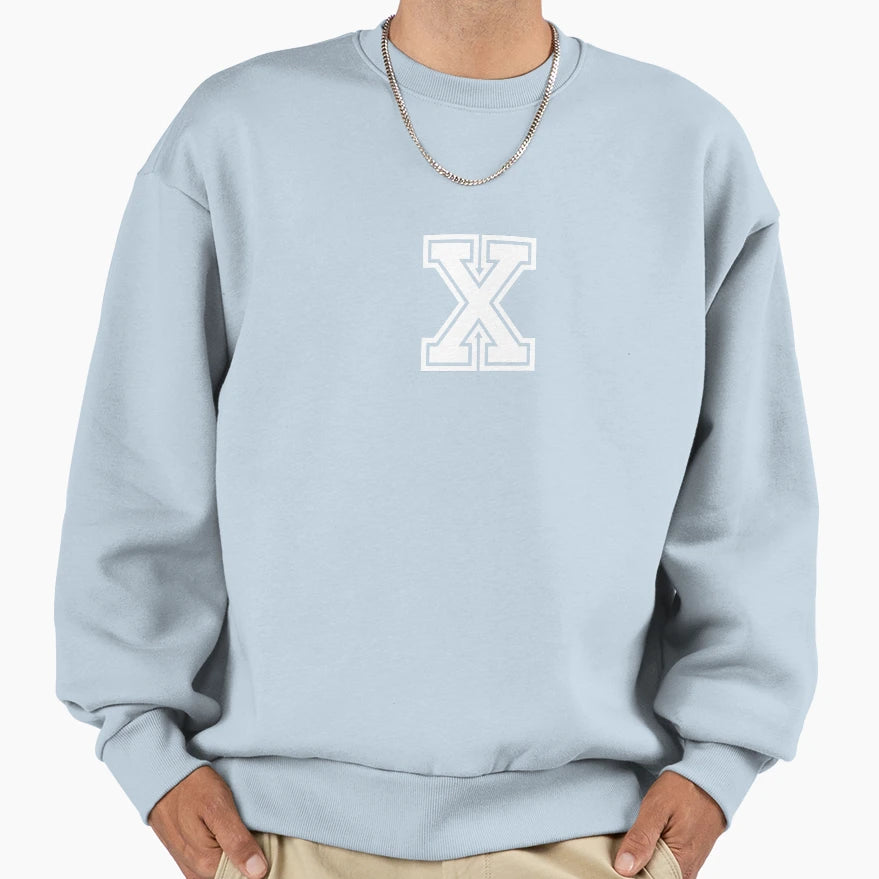 Letter X Initial X Varsity White Sweatshirt - Novelty Apparel Men Women - T-Shirt, Sweatshirt, Hoodie