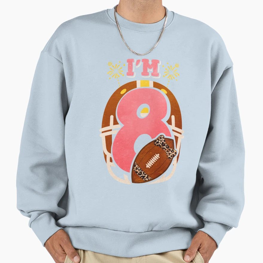 American Football Birthday 8 T-Shirt - Streetwear Style for Adults - T-Shirt, Sweatshirt, Hoodie