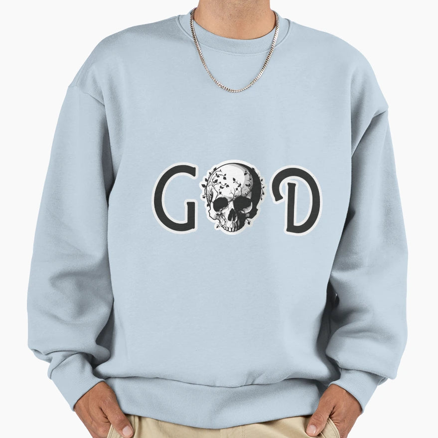 God Skull Floral Gothic Art Sweatshirt - Graphic Print for Adults - T-Shirt, Sweatshirt, Hoodie