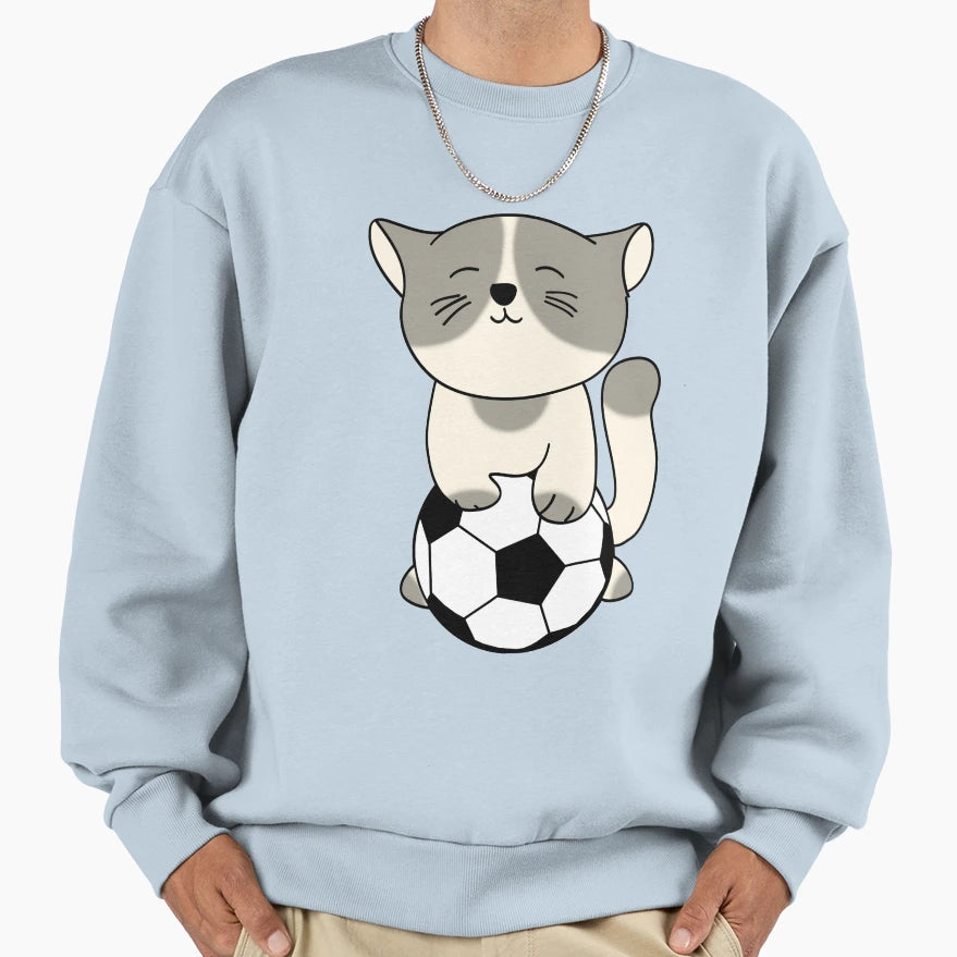 Cat Soccer Ball Sweatshirt - Minimalist Print Unisex - T-Shirt, Sweatshirt, Hoodie