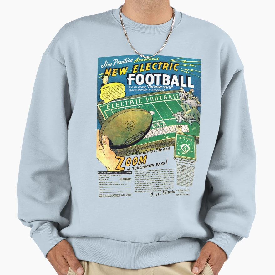 Electric Football Game Advert Sweatshirt - Unique Graphic Unisex - T-Shirt, Sweatshirt, Hoodie