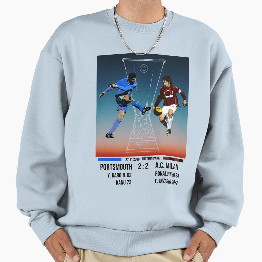 Pompey Vs Milan European Cup Score Sweatshirt - Minimalist Print Unisex - T-Shirt, Sweatshirt, Hoodie