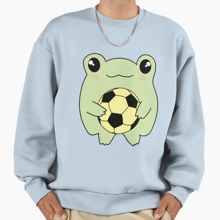 Kawaii Frog Loves Soccer Sweatshirt - Aesthetic Graphic for Adults - T-Shirt, Sweatshirt, Hoodie