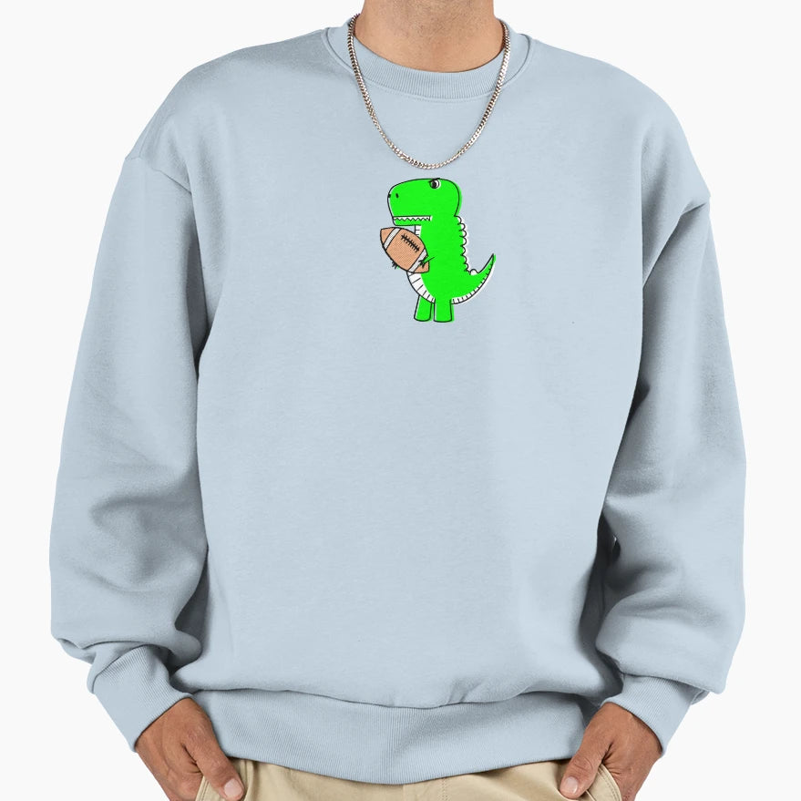 Green Dinosaur Loves Football Sweatshirt - Aesthetic Graphic for Adults - T-Shirt, Sweatshirt, Hoodie