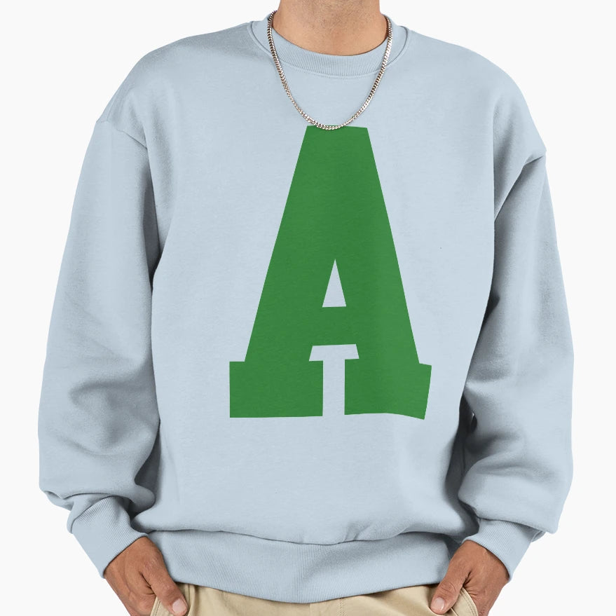 Alphabet Green Sports Letter Sweatshirt - Novelty Apparel Unisex - T-Shirt, Sweatshirt, Hoodie