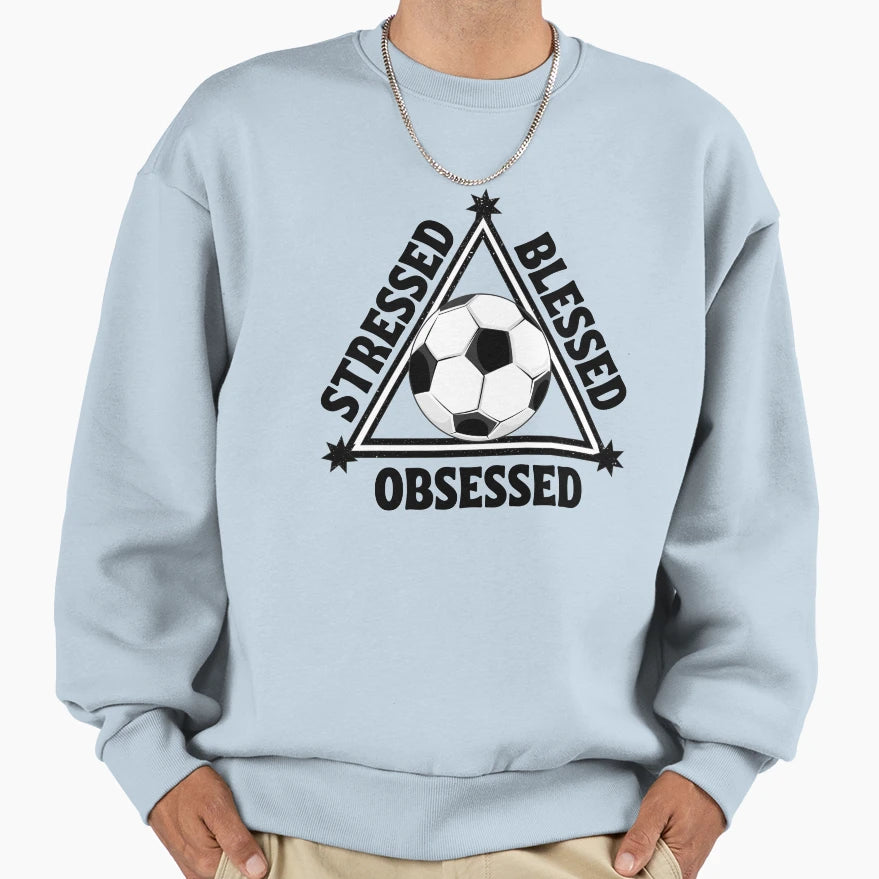 Football Stressed Blessed Obsessed Sweatshirt - Unique Graphic Unisex - T-Shirt, Sweatshirt, Hoodie