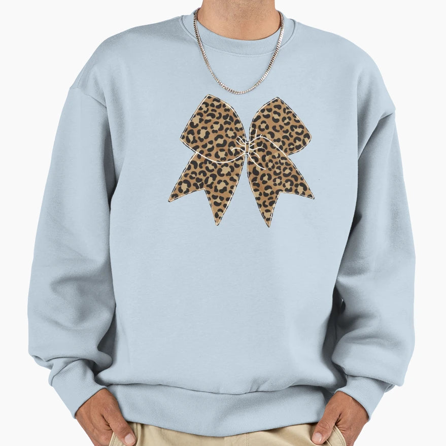Leopard Cheer Bow Animal Bow Sweatshirt - Custom Art Print Men Women - T-Shirt, Sweatshirt, Hoodie