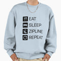 Eat Sleep Zipline Repeat Black Sweatshirt - Novelty Apparel Unisex - T-Shirt, Sweatshirt, Hoodie