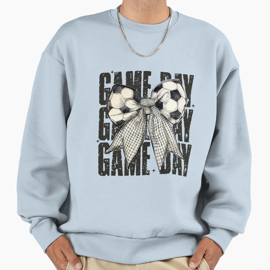 Soccer Bow Game Day Sweatshirt - Aesthetic Graphic for Adults - T-Shirt, Sweatshirt, Hoodie
