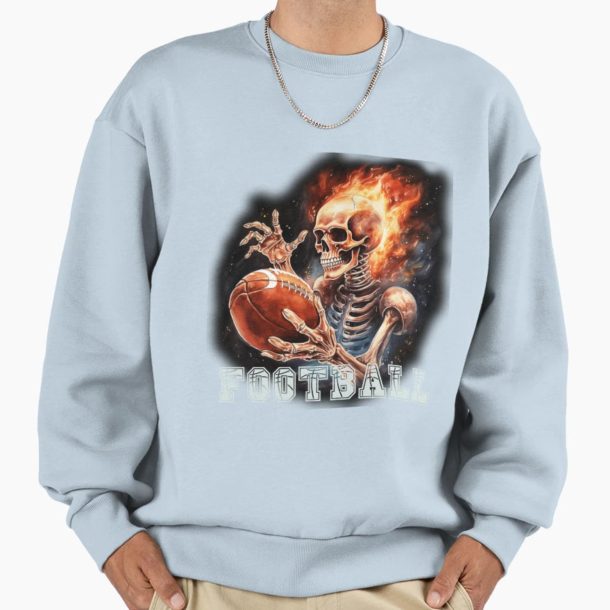 Skeleton Playing American Football Sweatshirt - Custom Art Print Men Women - T-Shirt, Sweatshirt, Hoodie