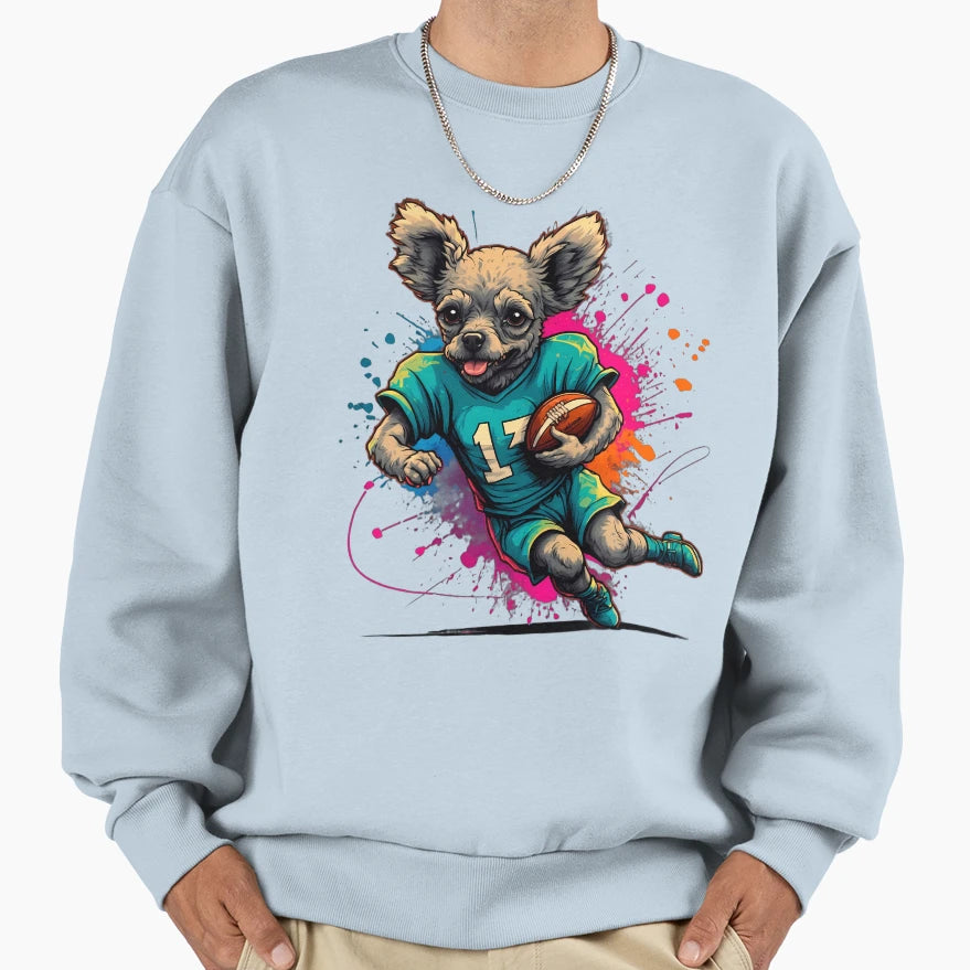 Poodle Dog Playing American Sweatshirt - Fun Novelty Design Men Women - T-Shirt, Sweatshirt, Hoodie