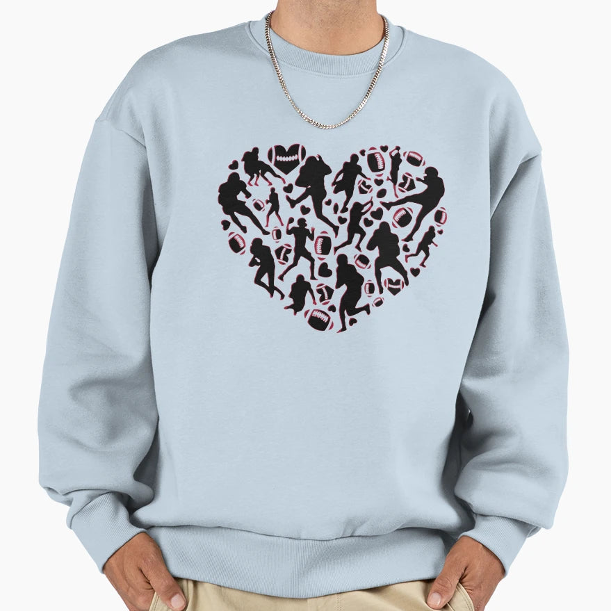 Heart American Football Players T-Shirt - Custom Art Print Unisex - T-Shirt, Sweatshirt, Hoodie