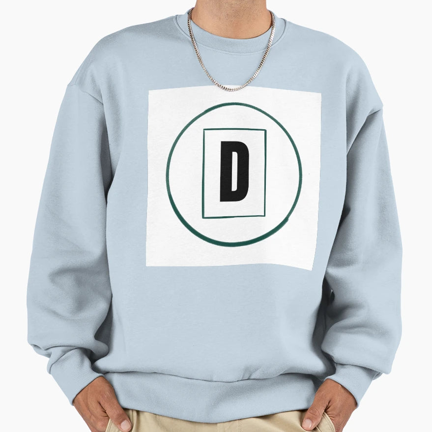 Minimalist Letter D Typography Sweatshirt - Graphic Print for Adults - T-Shirt, Sweatshirt, Hoodie