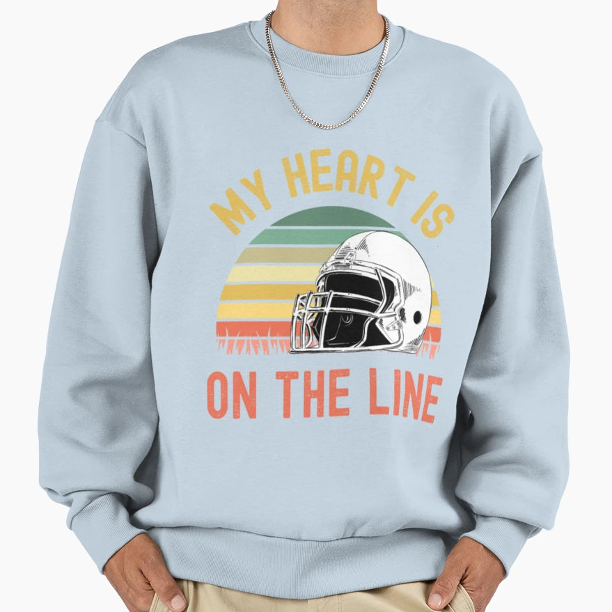 My Heart Is Line Football Offense Sweatshirt - Aesthetic Graphic for Adults - T-Shirt, Sweatshirt, Hoodie