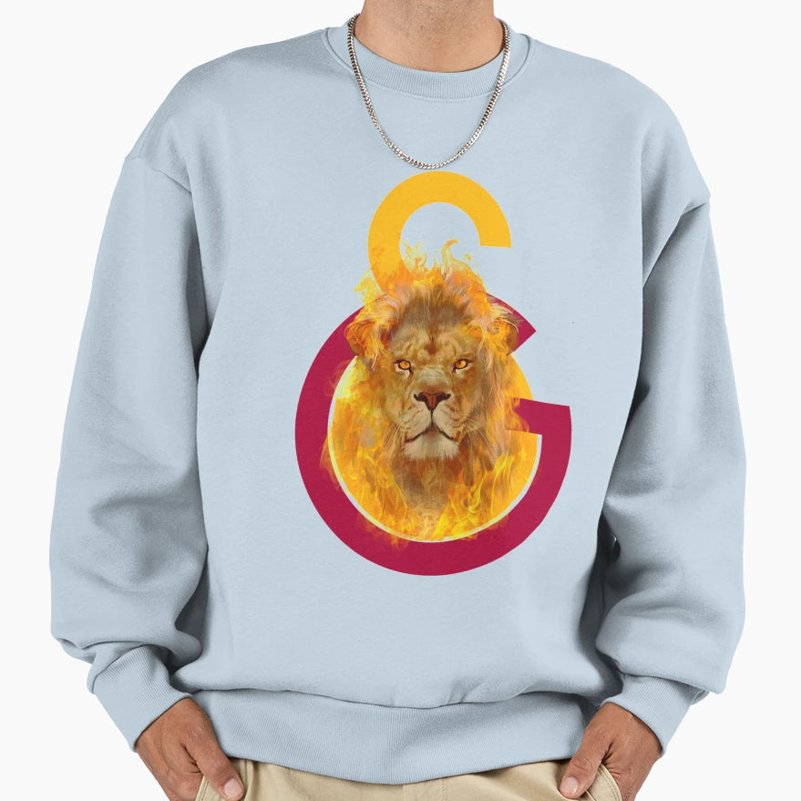 Galatasaray Aslan Fire Sweatshirt - Aesthetic Graphic Unisex - T-Shirt, Sweatshirt, Hoodie