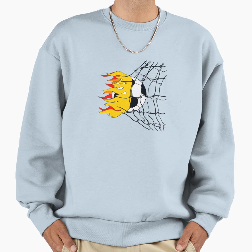 Soccer Ball Fire Sweatshirt - Minimalist Print Men Women - T-Shirt, Sweatshirt, Hoodie
