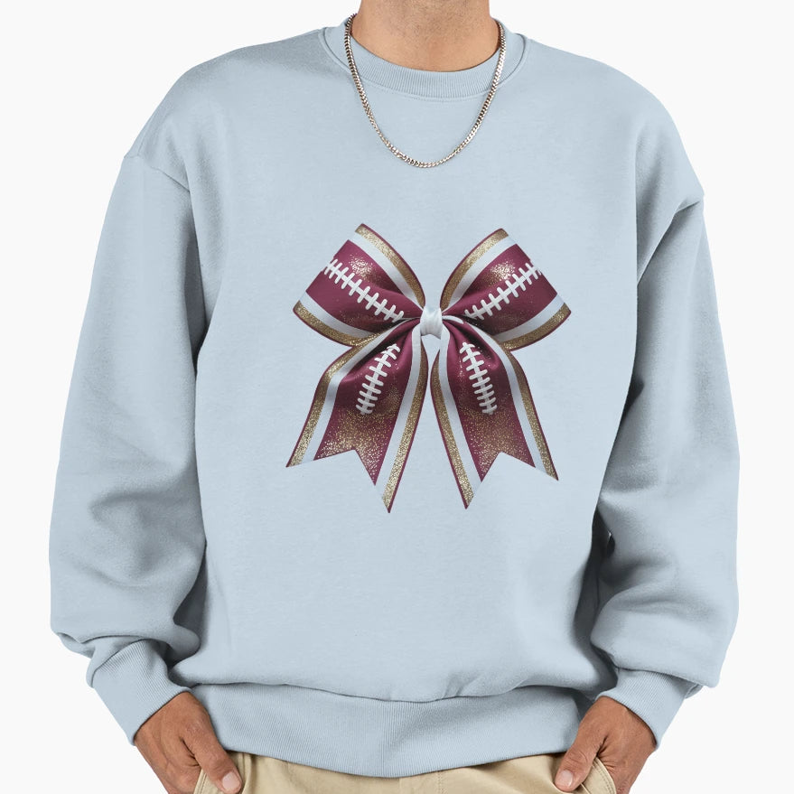 Coquette Bow Cheer American Football Sweatshirt - Aesthetic Graphic Unisex - T-Shirt, Sweatshirt, Hoodie