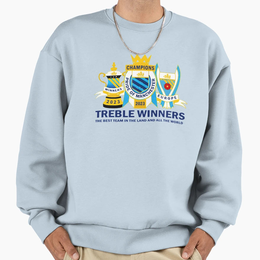 Manchester City Treble Winners Best Sweatshirt - Trendy Graphic Men Women - T-Shirt, Sweatshirt, Hoodie