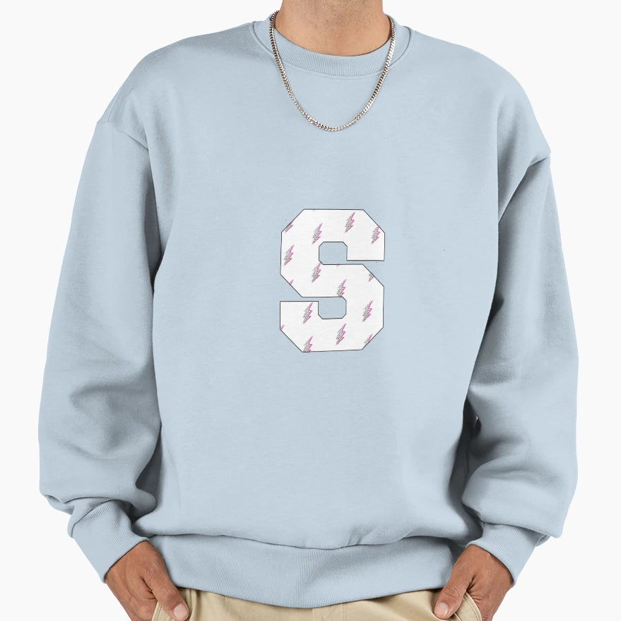 S Letter Lightning Bolt Polka Dot Sweatshirt - Custom Art Print for Adults - T-Shirt, Sweatshirt, Hoodie