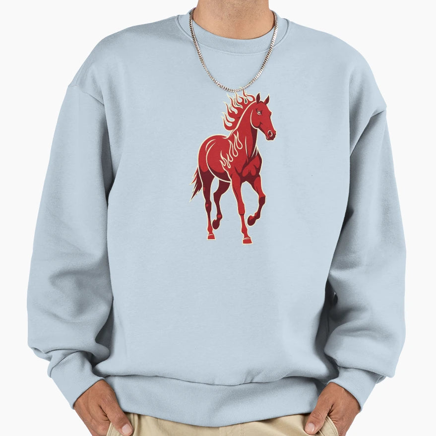Serene Fire Horse Talism N Strength Sweatshirt - Aesthetic Graphic Unisex - T-Shirt, Sweatshirt, Hoodie