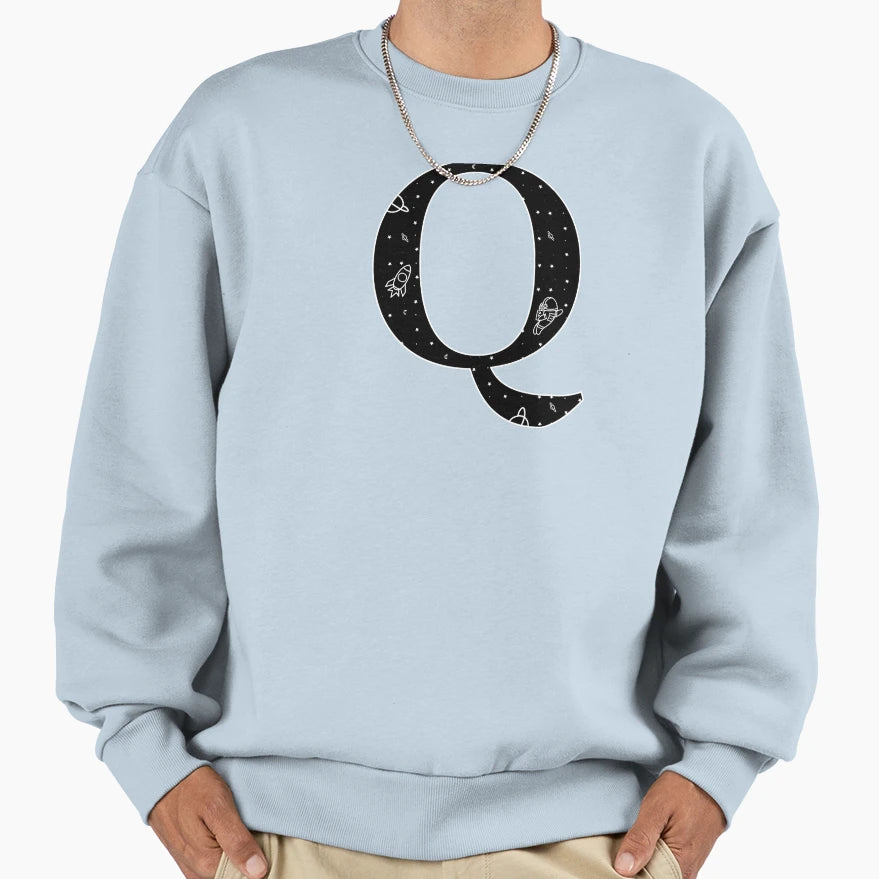Letter Q Space Galaxy Sweatshirt - Streetwear Style Men Women - T-Shirt, Sweatshirt, Hoodie