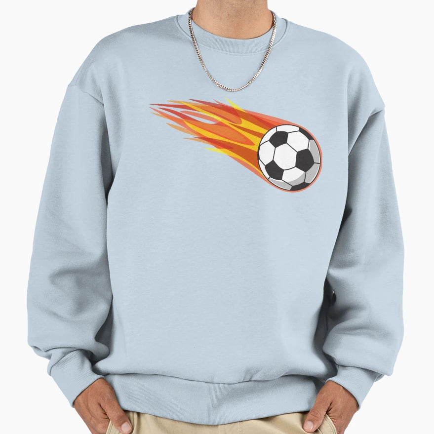 Flaming Soccer Ball Sweatshirt - Minimalist Print Unisex - T-Shirt, Sweatshirt, Hoodie