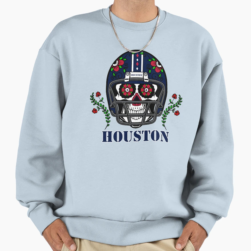 Houston Football Helmet Sugar Skull Sweatshirt - Graphic Print for Adults - T-Shirt, Sweatshirt, Hoodie