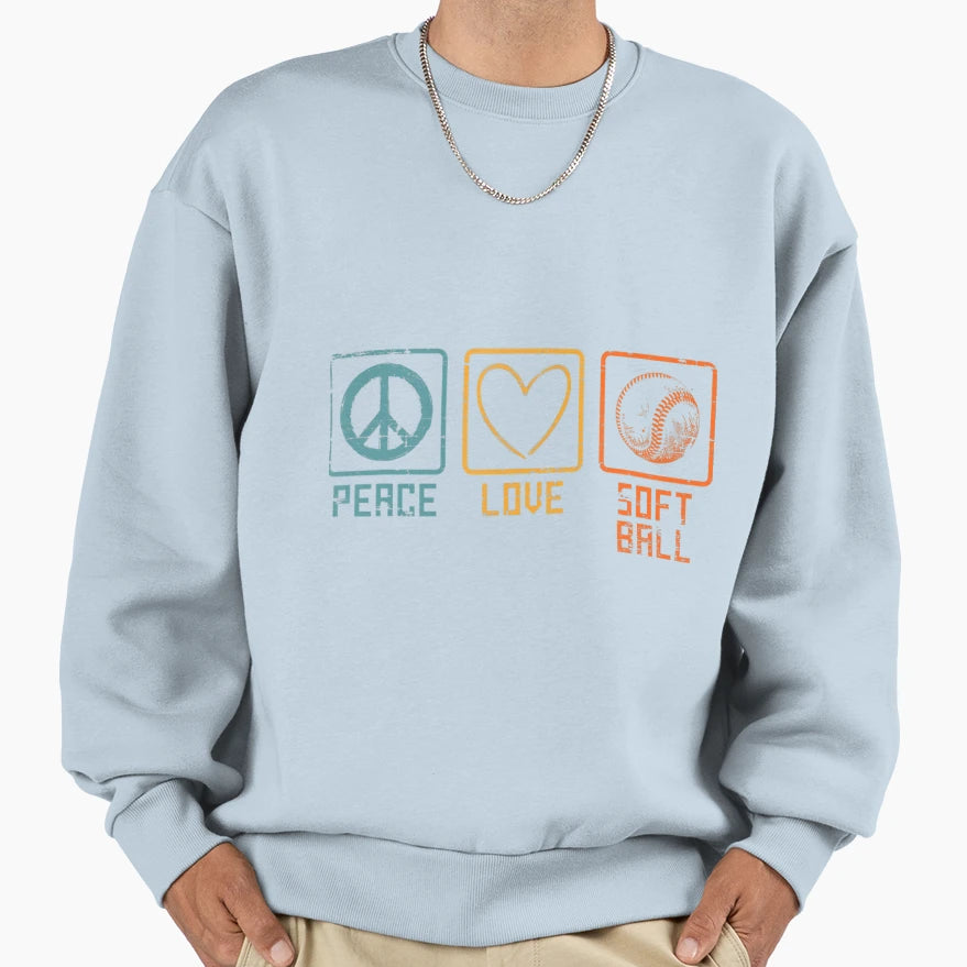 Sports Softball Player Hippie Peace Sweatshirt - Unique Graphic Unisex - T-Shirt, Sweatshirt, Hoodie