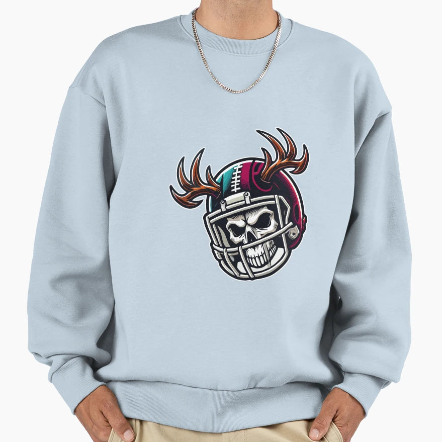Football Helmet Featuring Deer Skull Sweatshirt - Streetwear Style Unisex - T-Shirt, Sweatshirt, Hoodie