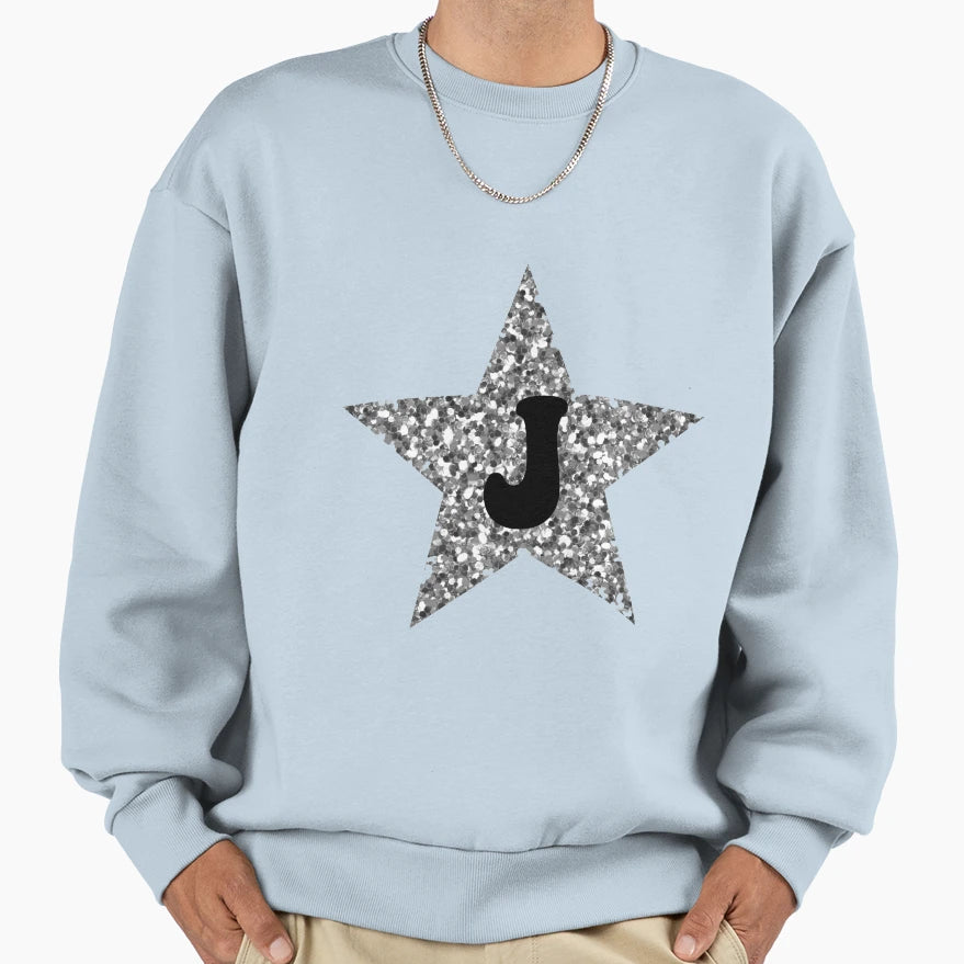 J Silver Star Sweatshirt - Graphic Print for Adults - T-Shirt, Sweatshirt, Hoodie