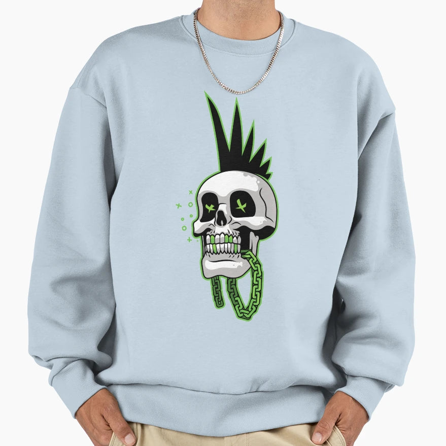 Punk Rocker Skull Sweatshirt - Custom Art Print Men Women - T-Shirt, Sweatshirt, Hoodie
