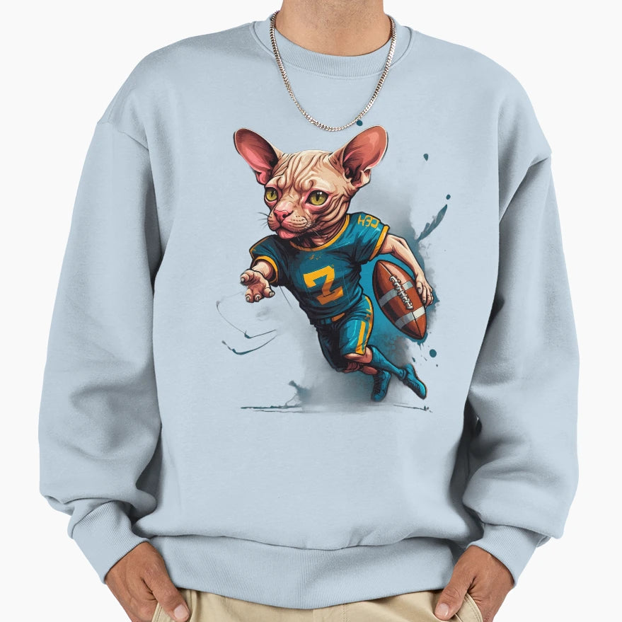 Sphynx Cat Playing American Sweatshirt - Fun Novelty Design Men Women - T-Shirt, Sweatshirt, Hoodie