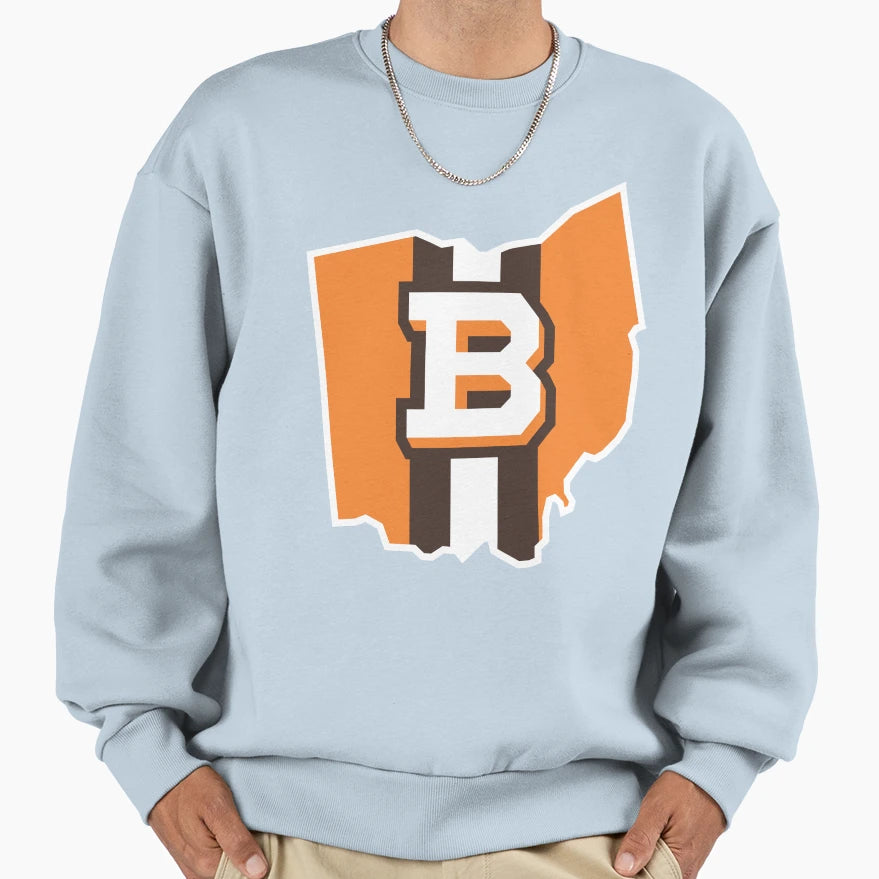 B Browns Along Ohio Map Sweatshirt - Unique Graphic Unisex - T-Shirt, Sweatshirt, Hoodie