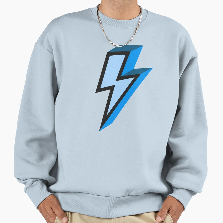 Blue Bold Lightning Bolt Sweatshirt - Fun Novelty Design for Adults - T-Shirt, Sweatshirt, Hoodie