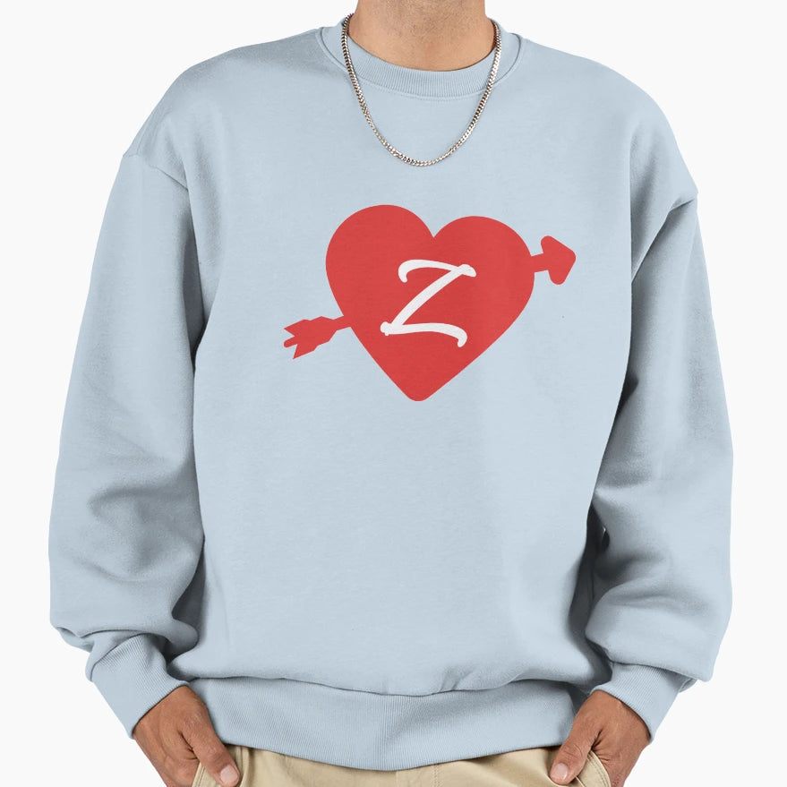 Red Heart Letter Z Sweatshirt - Custom Art Print for Adults - T-Shirt, Sweatshirt, Hoodie