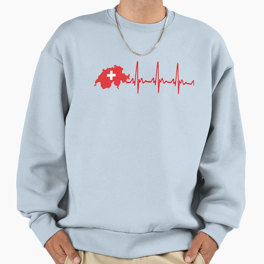 Heartbeat Switzerland Lover Gifts T-Shirt - Trendy Graphic for Adults - T-Shirt, Sweatshirt, Hoodie