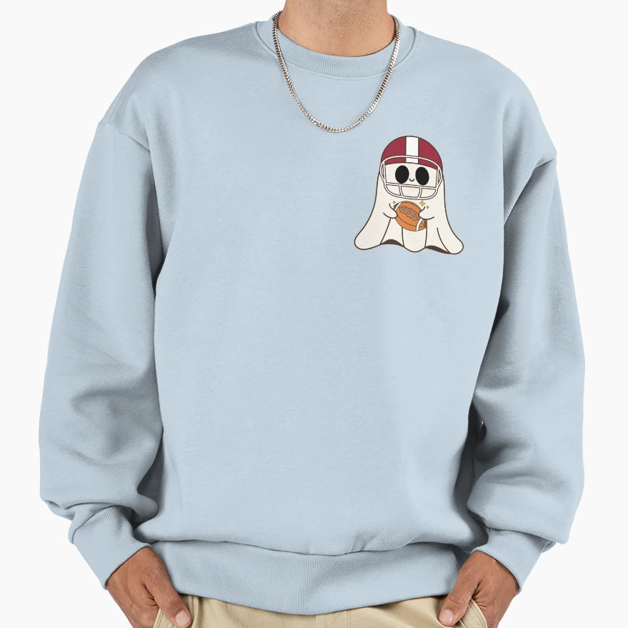 Football Ghost Sweatshirt - Minimalist Print for Adults - T-Shirt, Sweatshirt, Hoodie