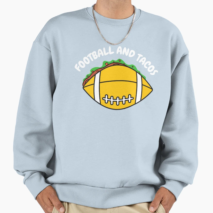 Football And Tacos Funny Taco Sweatshirt - Aesthetic Graphic Men Women - T-Shirt, Sweatshirt, Hoodie