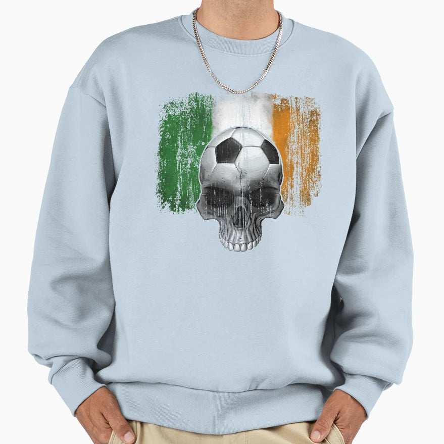 Irish Soccer Skull Sweatshirt - Unique Graphic Men Women - T-Shirt, Sweatshirt, Hoodie