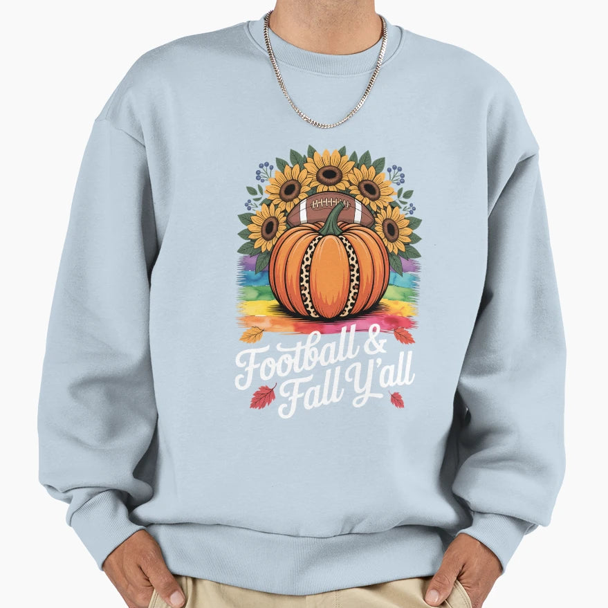Football And Fall Yall Leopard Sweatshirt - Novelty Apparel Men Women - T-Shirt, Sweatshirt, Hoodie