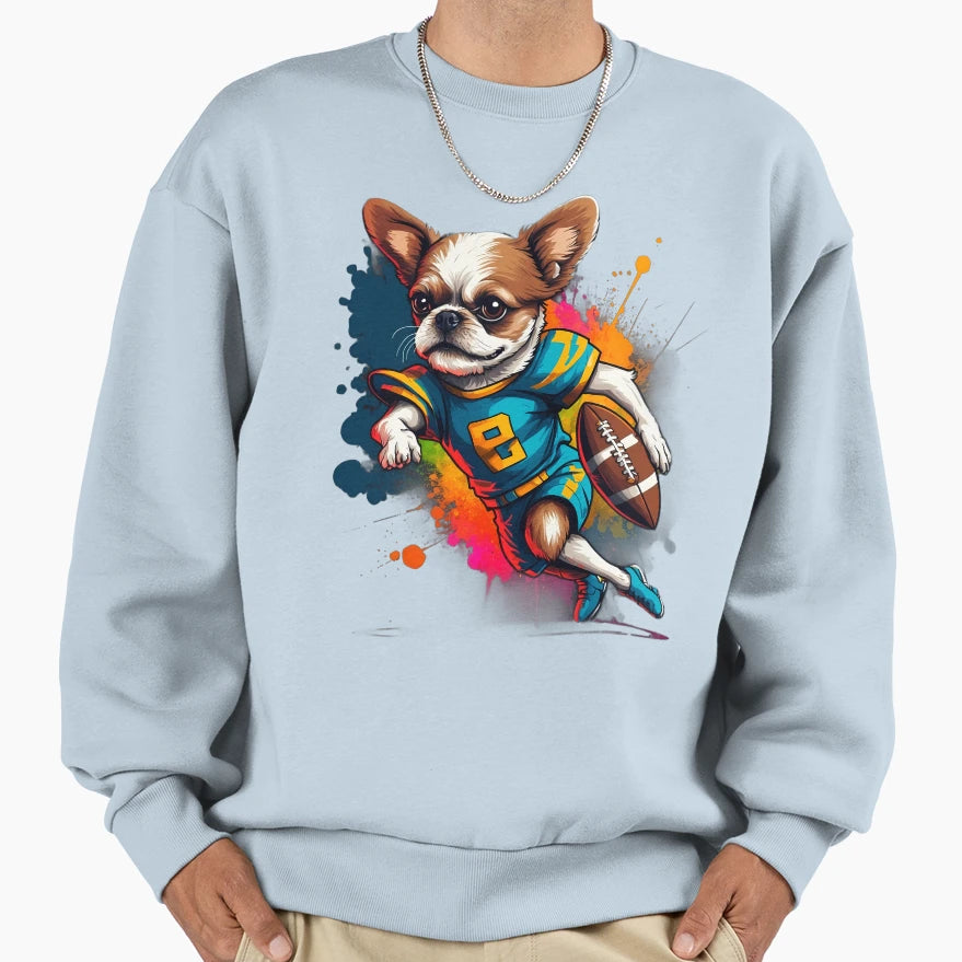 Shih Tzu Dog Playing American Sweatshirt - Aesthetic Graphic Men Women - T-Shirt, Sweatshirt, Hoodie