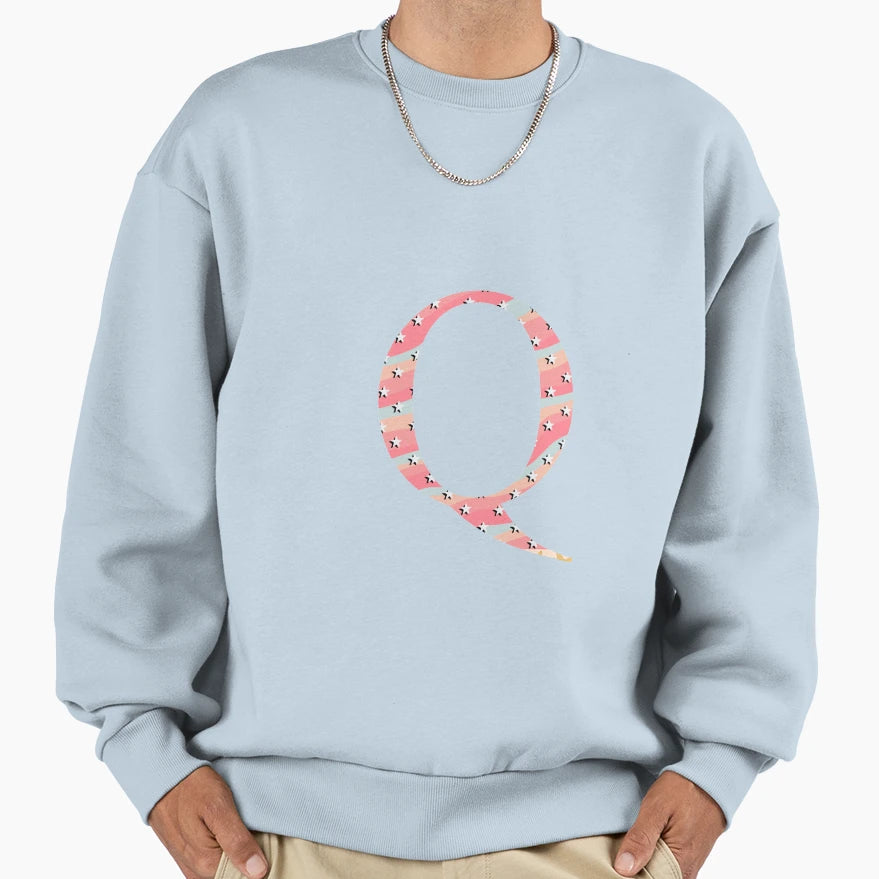 Star Pattern Letter Q Sweatshirt - Streetwear Style Men Women - T-Shirt, Sweatshirt, Hoodie