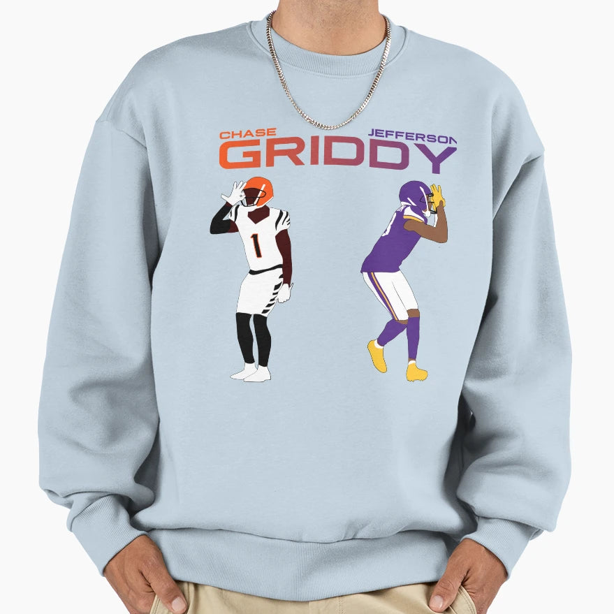 Griddy Duo JJ And Jamarr Chase Sweatshirt - Minimalist Print Men Women - T-Shirt, Sweatshirt, Hoodie