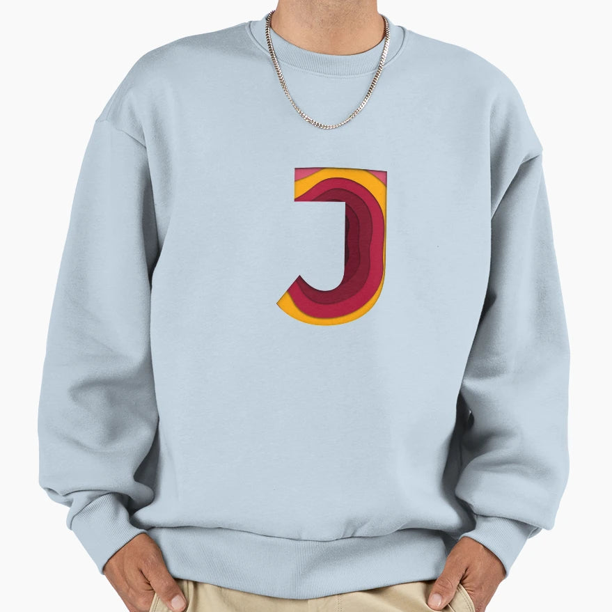 J Letter Monogram Sweatshirt - Fun Novelty Design Men Women - T-Shirt, Sweatshirt, Hoodie