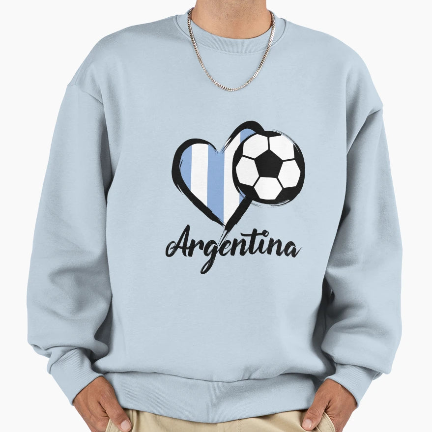Heart Argentina Football Sweatshirt - Casual Everyday Wear Men Women - T-Shirt, Sweatshirt, Hoodie
