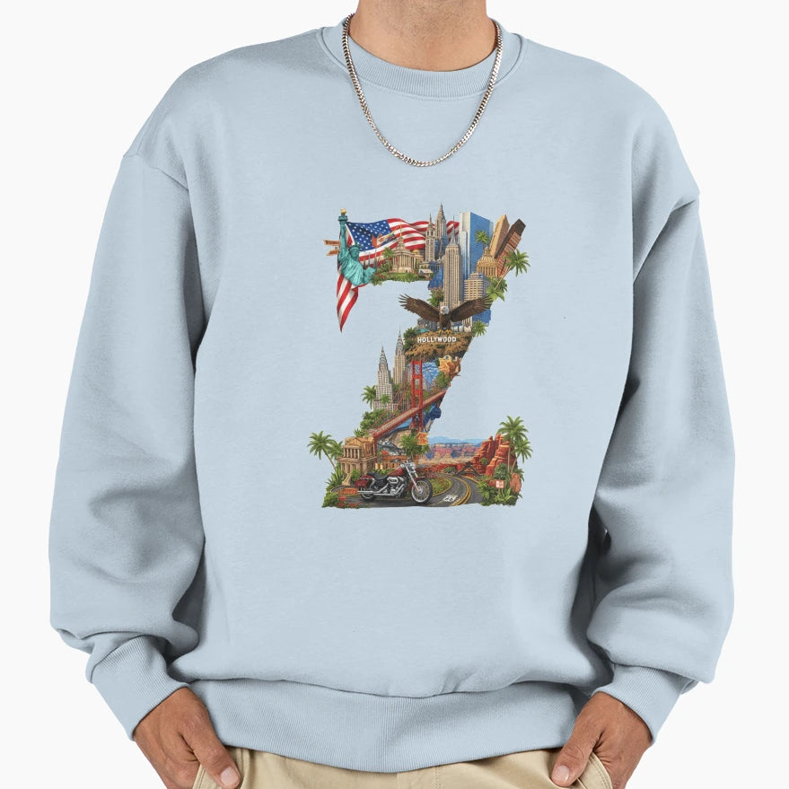 Copy Alphabet Usa Z Sweatshirt - Minimalist Print Unisex - T-Shirt, Sweatshirt, Hoodie