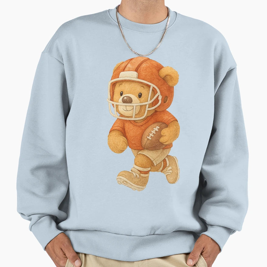 Football Bear Sports Art Sweatshirt - Minimalist Print Unisex - T-Shirt, Sweatshirt, Hoodie