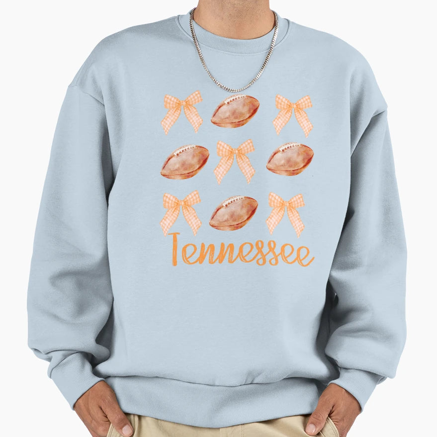 Tennessee Bows And Footballs Sweatshirt - Minimalist Print for Adults - T-Shirt, Sweatshirt, Hoodie
