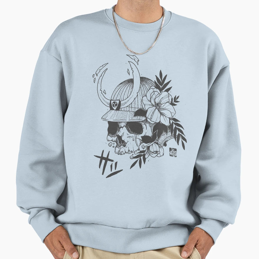 Samurai Skull Black Sweatshirt - Graphic Print Men Women - T-Shirt, Sweatshirt, Hoodie