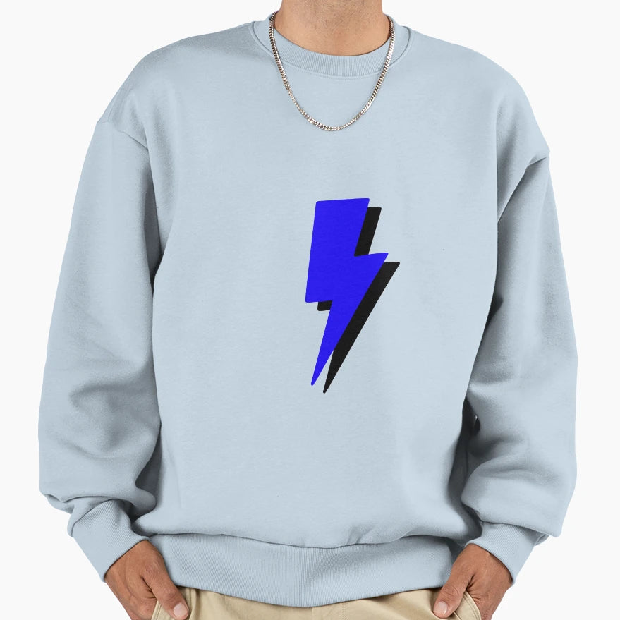 Blue Lightning Bolt Sweatshirt - Unique Graphic Men Women - T-Shirt, Sweatshirt, Hoodie